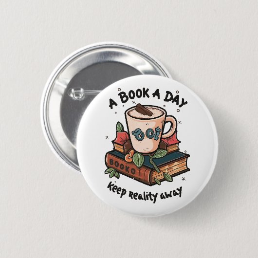 Ein Buch am Tag behalte Realität weg Button (Vorne & Hinten)