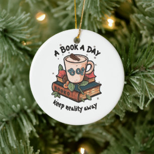 Ein Buch am Tag behalte Realität weg Keramik Ornament