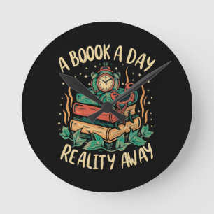 Ein Buch am Tag behalte Realität weg Runde Wanduhr