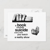 Ein Buch begeht Selbstmord, wenn man Reality-TV si Postkarte (Vorne/Hinten)