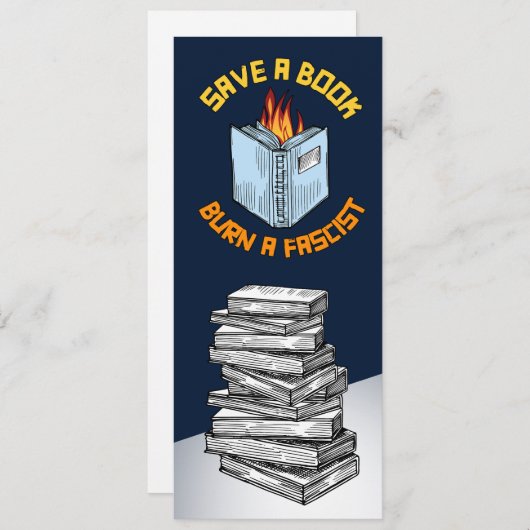 Ein Buch Burn ein faschistisches Lesezeichen geret Save The Date (Vorne/Hinten)