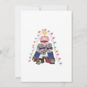 Ein Buch Weihnachtsbaum und Lichter für Leser. Einladung (Rückseite)