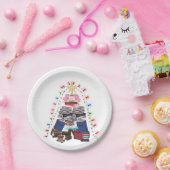 Ein Buch Weihnachtsbaum und Lichter für Leser Pappteller (Party)