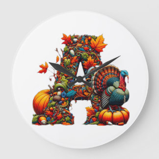 Ein Buchstabe A im Thanksgiving-Stil Große Wanduhr