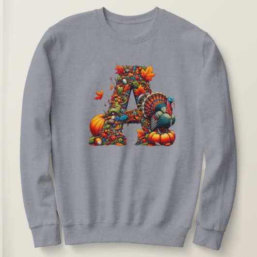 Ein Buchstabe A im Thanksgiving-Stil Sweatshirt (Design vorne)