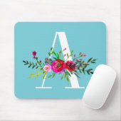Ein Buchstabe Initialen Monogramm Blumen benutzerd Mousepad (Mit Mouse)