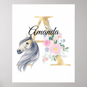 Ein Buchstabe mit personalisiertem Namen Monogramm Poster