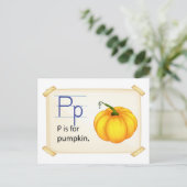 Ein Buchstabe P für Kürbis Postkarte (Stehend Vorderseite)