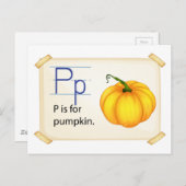 Ein Buchstabe P für Kürbis Postkarte (Vorne/Hinten)