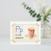 Ein Buchstabe P für Popcorn Postkarte (Stehend Vorderseite)
