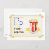 Ein Buchstabe P für Popcorn Postkarte (Vorne/Hinten)
