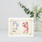 Ein Buchstabe P für Schwein Postkarte (Stehend Vorderseite)
