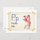 Ein Buchstabe P für Schwein Postkarte (Vorne/Hinten)