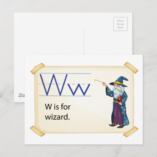 Ein Buchstabe W für den Assistenten Postkarte (Vorne/Hinten)