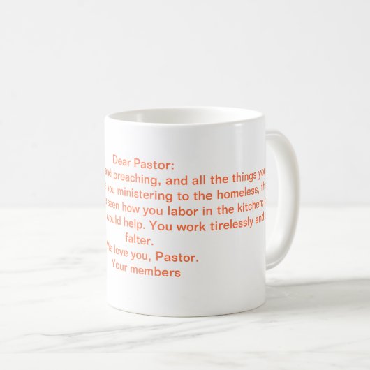 Ein Buchstabe zum Pastor Kaffeetasse (VorderseiteRechts)