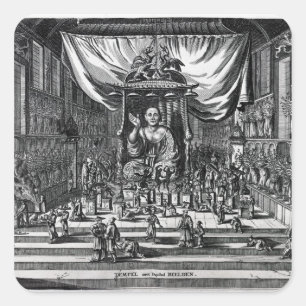 Ein buddhistischer Tempel, eine Illustration Quadratischer Aufkleber