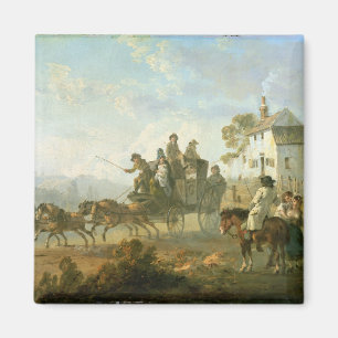 Ein Bühne-Zug auf einer Land-Straße, 1792 (Öl a Magnet
