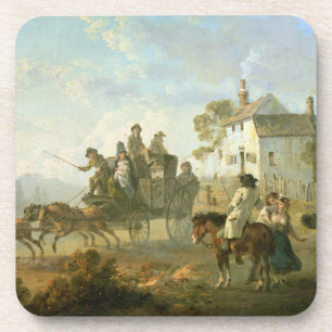 Ein Bühne-Zug auf einer Land-Straße, 1792 (Öl a Untersetzer