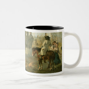 Ein Bühne-Zug auf einer Land-Straße, 1792 (Öl a Zweifarbige Tasse