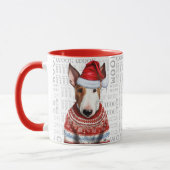 Ein Bull Terrier Santa in einem Pullover Hintergru Tasse (Links)