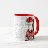 Ein Bull Terrier Santa in einem Pullover Hintergru Tasse (VorderseiteRechts)
