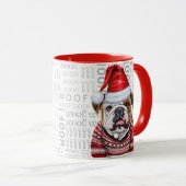 Ein Bulldog-Weihnachtsmann in einem Pullover auf H Tasse (VorderseiteRechts)