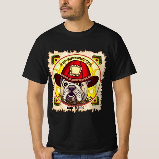 Ein Bulldoggen-Feuerwehrmann T-Shirt (Vorderseite)