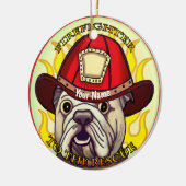 Ein Bulldoggen Feuerwehrschmuck Keramik Ornament (Links)