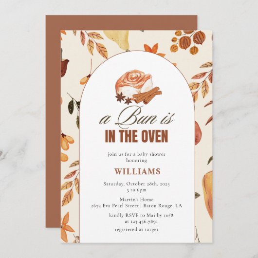 Ein Bun ist in der Oven Fall Babydusche Einladung (Vorne/Hinten)