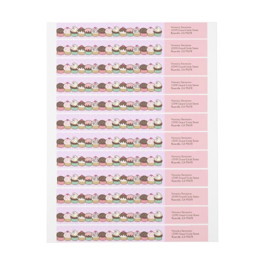 Ein Bündel Cupcakes-Wrap-Around-Adressetiketten (Bogen)