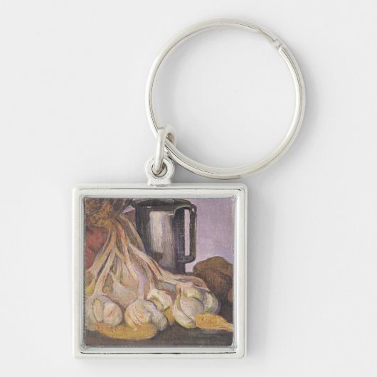 Ein Bündel des Knoblauchs und des Zinn-Kruges Schlüsselanhänger (Vorne)