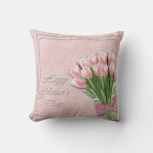 Ein Bündel rosa Tulpen Muttertags-Wurfkissen Kissen