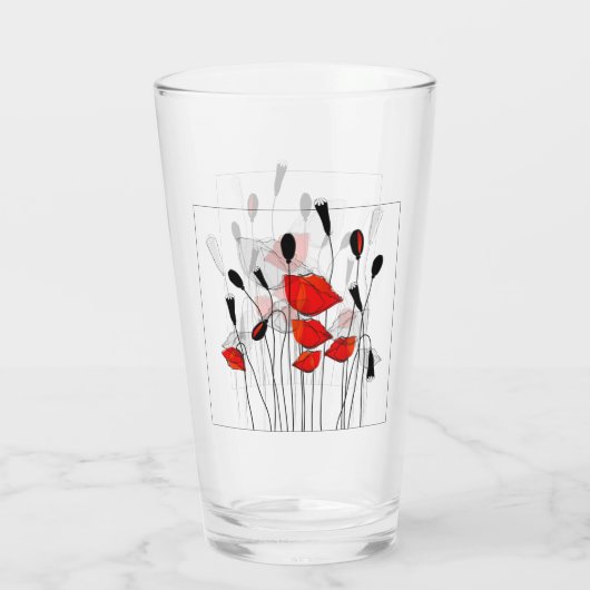 Ein Bündel rote Mohnblumen Glas (Rückseite)