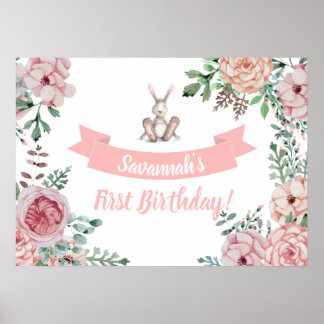 Ein Bunny Floral Birthday Poster