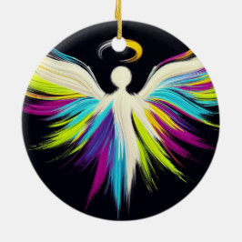 Ein bunter Engel-Christbaum Keramik Ornament