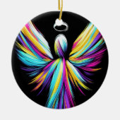 Ein bunter Engel Weihnachtsbaum Keramik Ornament (Vorne)