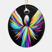 Ein bunter Engel Weihnachtsbaum Keramik Ornament (Links)