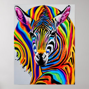 Ein bunter Regenbogenzebra Poster