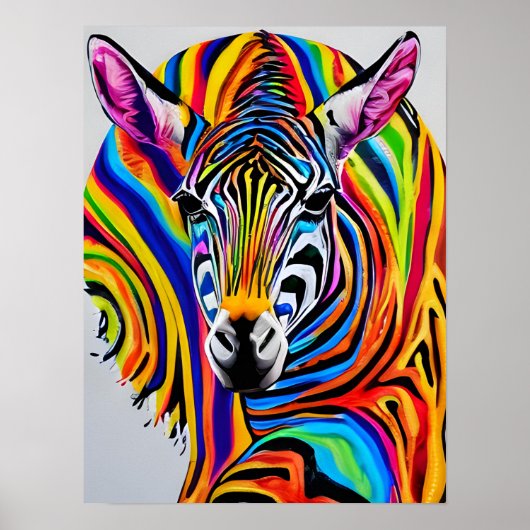 Ein bunter Regenbogenzebra Poster (Vorne)