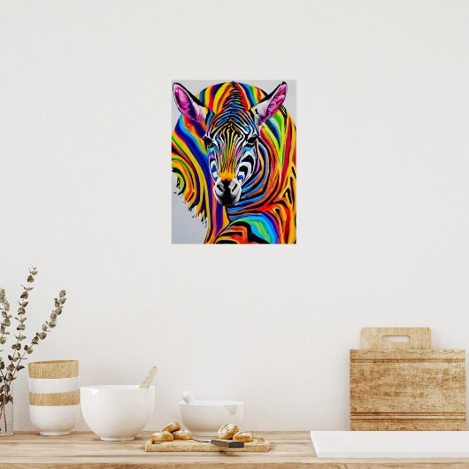 Ein bunter Regenbogenzebra Poster (Küche)