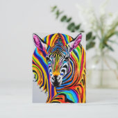 Ein bunter Regenbogenzebra Postkarte (Stehend Vorderseite)