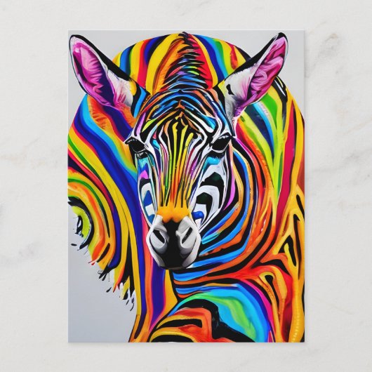 Ein bunter Regenbogenzebra Postkarte (Vorderseite)