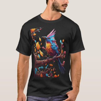 Ein bunter Vogel ein Baumzweig. Vector Art T-Shirt