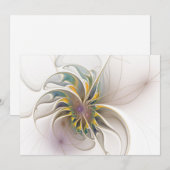 Ein buntes Fraktal-Ornament. Abstrakte Blume Einladung (Vorne/Hinten)