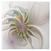 Ein buntes Fraktal-Ornament. Abstrakte Blume Fliese (Vorderseite)