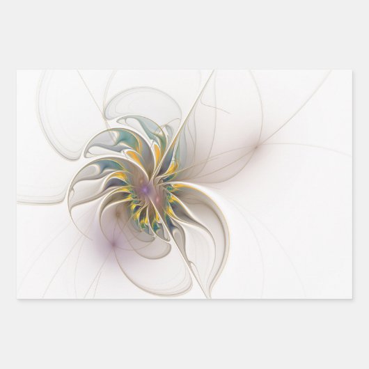 Ein buntes Fraktal-Ornament. Abstrakte Blume Geschenkpapier Set (Vorderseite 2)