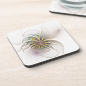 Ein buntes Fraktal-Ornament. Abstrakte Blume Getränkeuntersetzer (Linke Seite)