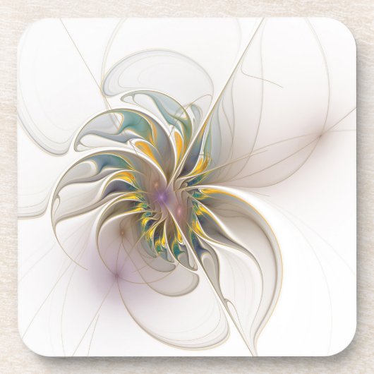 Ein buntes Fraktal-Ornament. Abstrakte Blume Getränkeuntersetzer (Vorderseite)