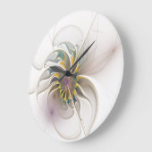 Ein buntes Fraktal-Ornament. Abstrakte Blume Große Wanduhr (Winkel)