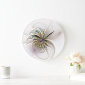 Ein buntes Fraktal-Ornament. Abstrakte Blume Große Wanduhr (Zuhause)